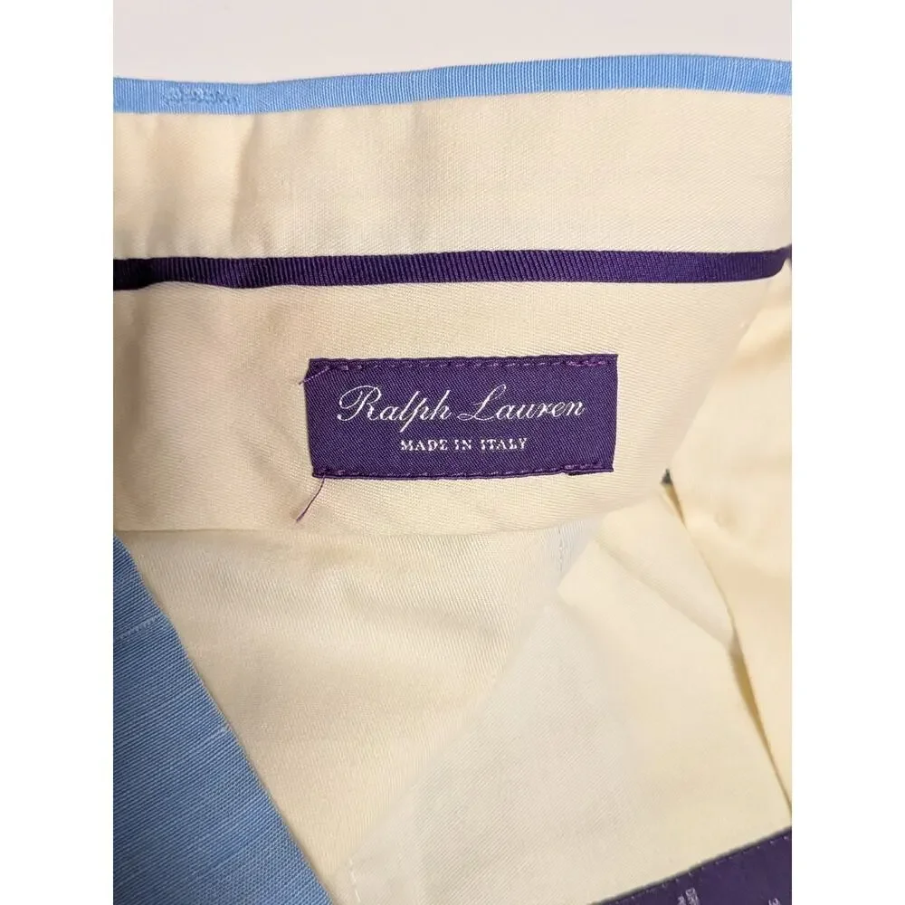 Ralph Lauren Purple Label Linen Silk Pants 34x30 Blue Trousers Cuffed *Flaw